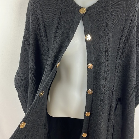 Draper James Belted Black Cap Poncho Style with Gold Button Size XS - S - Picture 10 of 13